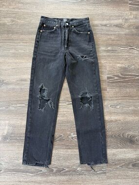BDG Black Distressed Straight-Leg Jeans